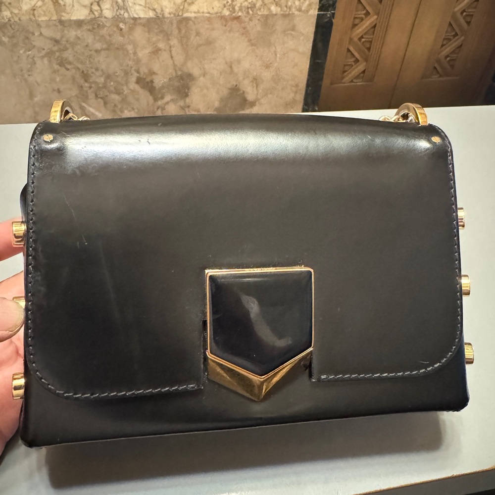 Jimmy Choo Locket Pretite Black Leather Shoulder Bag